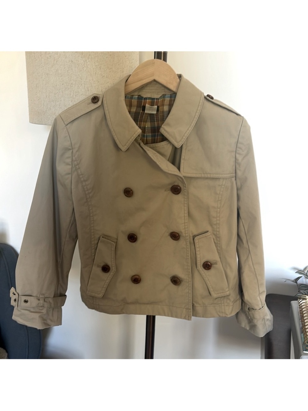 J Crew khaki Double-Breasted Trench Jacket